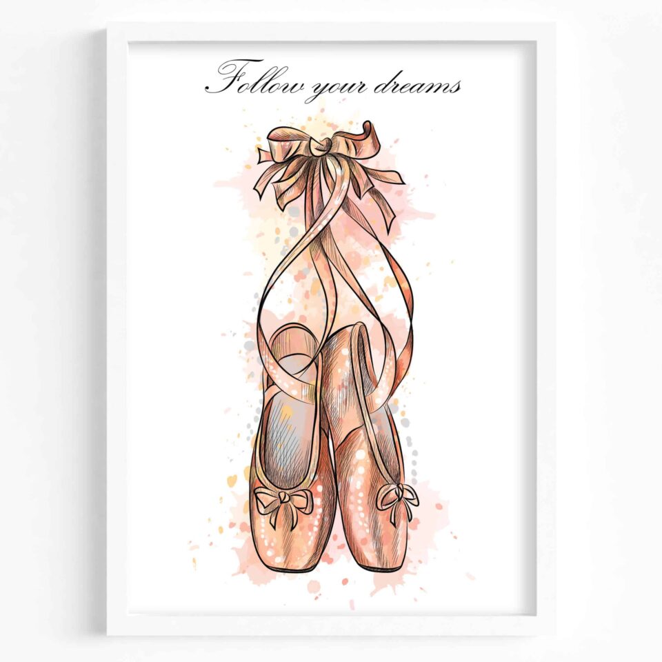 Set 2 tablouri Follow your dreams - balerină brunetă - imagine 3