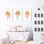 set 3 tablouri balerine blonde