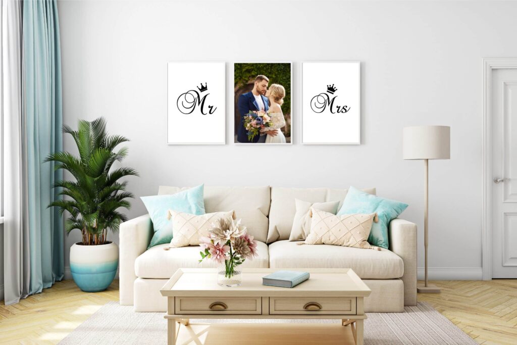 set 3 tablouri personalizate mr&mrs
