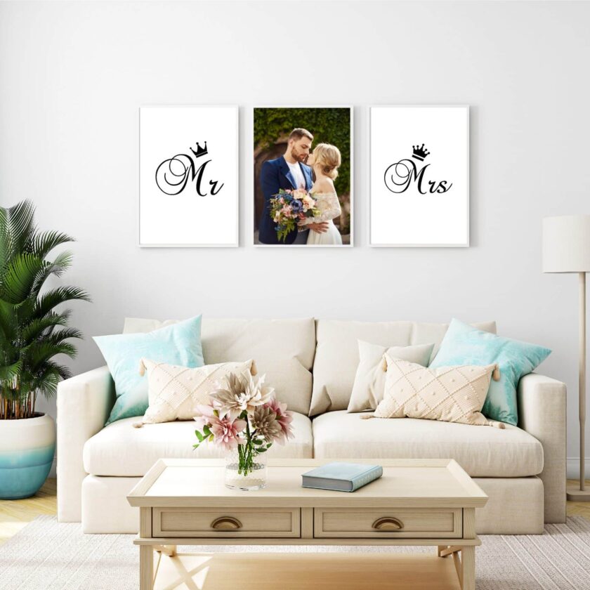 set 3 tablouri personalizate mr&mrs