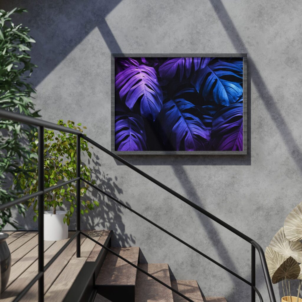tablou canvas plante tropicale neon abstract camera