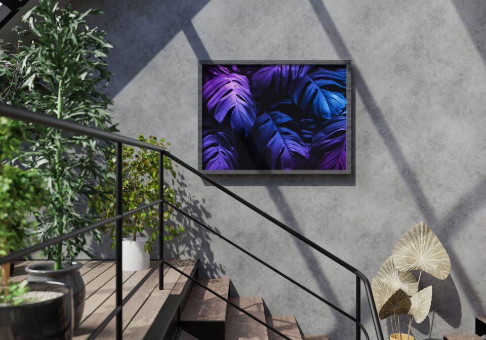 tablou canvas plante tropicale neon abstract camera