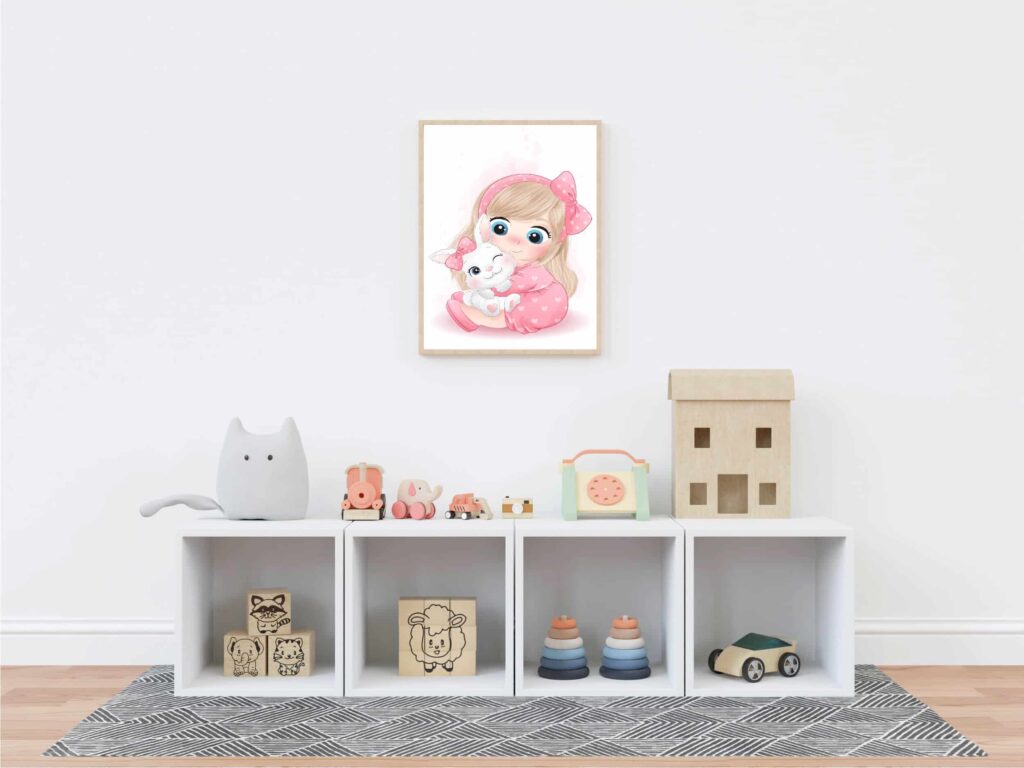 tablou fetita cu iepuras camera fete