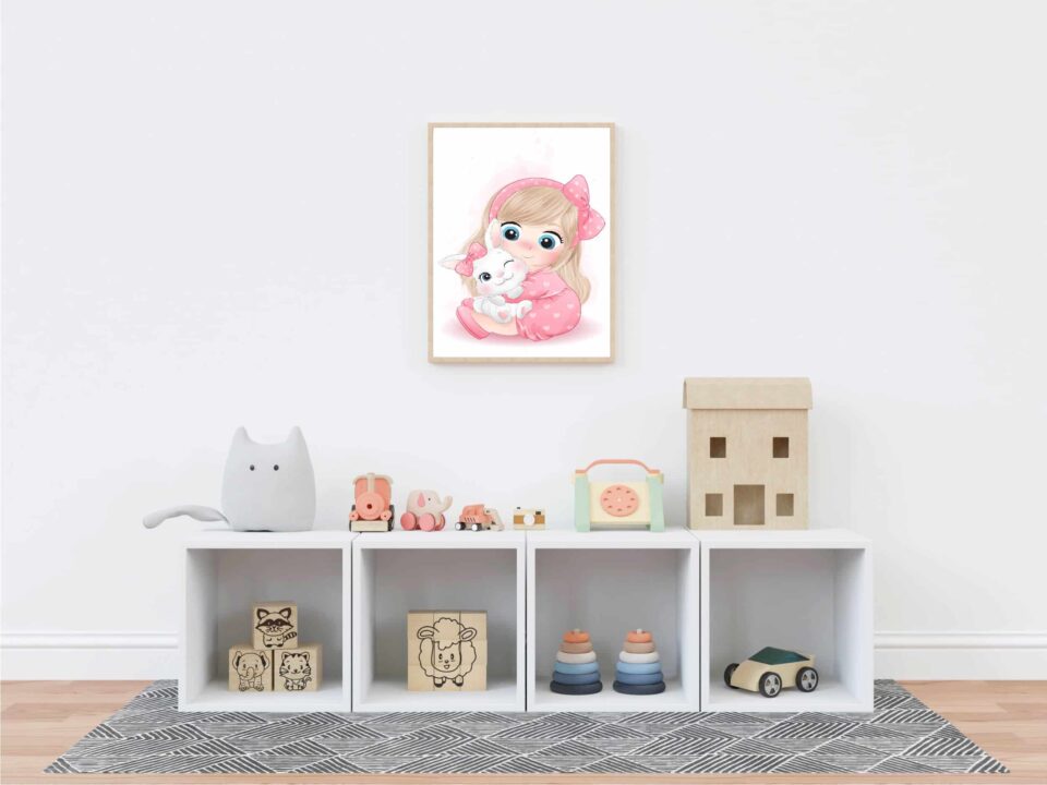 tablou fetita cu iepuras camera fete