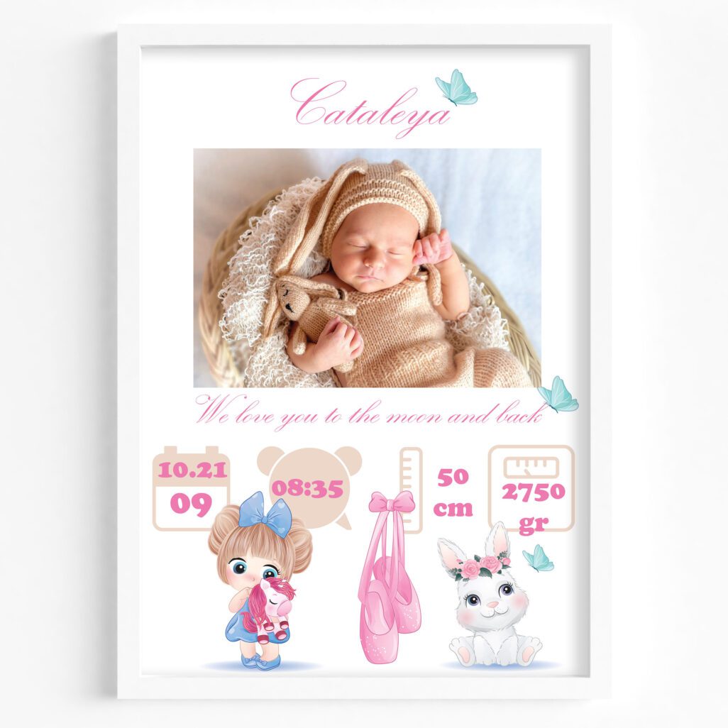 tablou personalizabil cu poza nou nascut fetite
