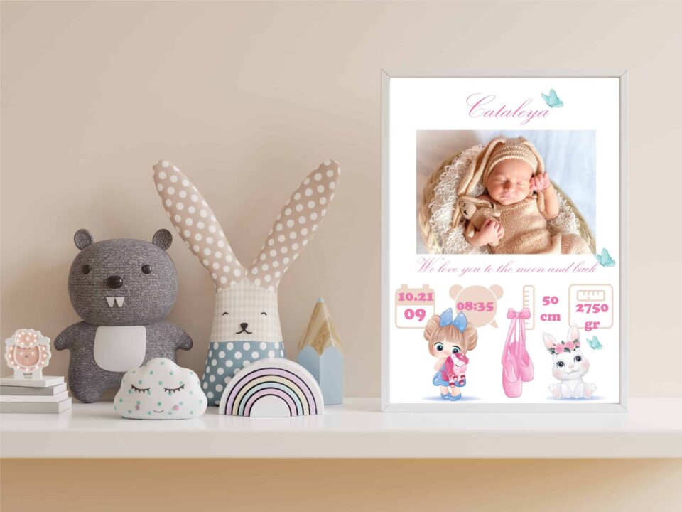 tablou personalizabil cu poza nou nascut fetite camera