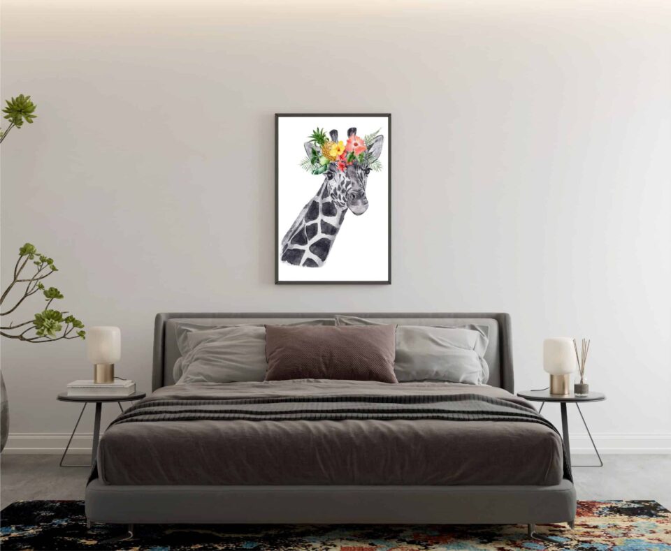 tablou sketch girafa camera