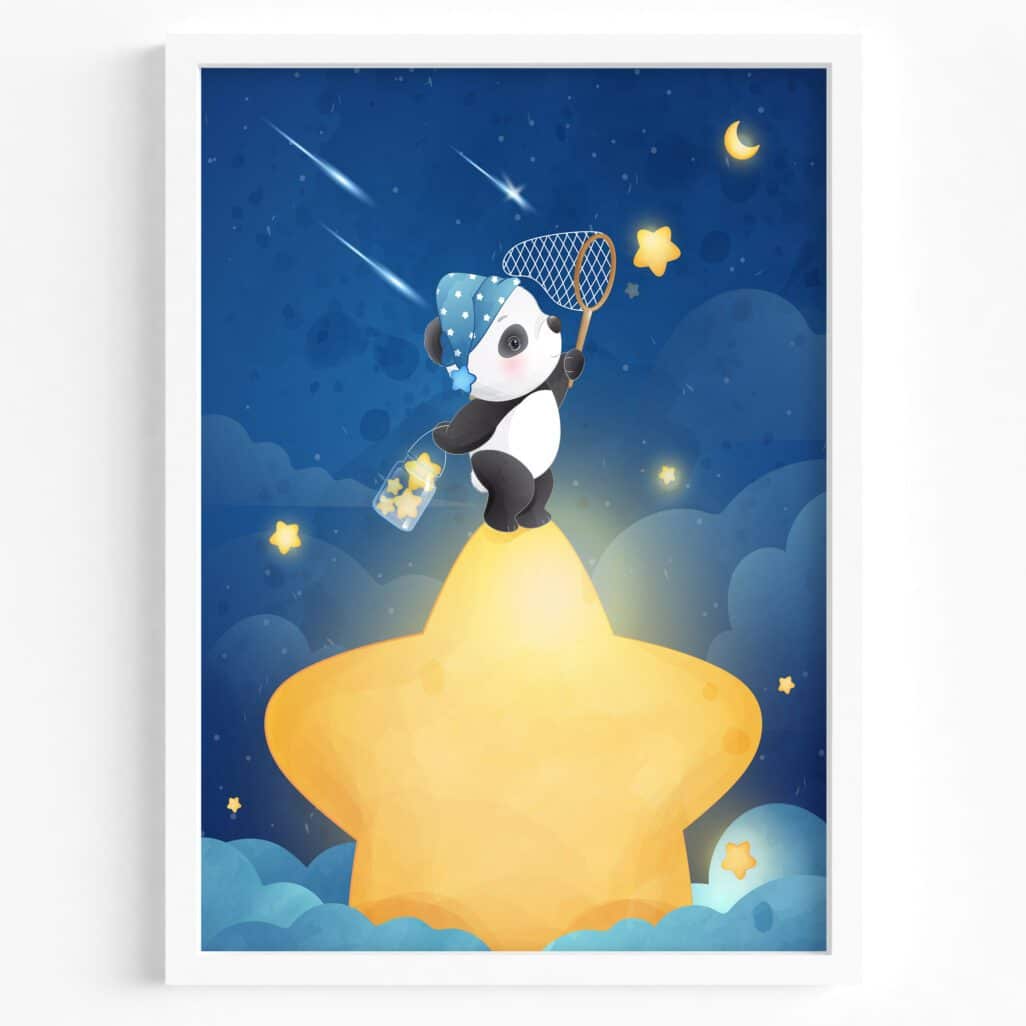 tablou panda printre stele