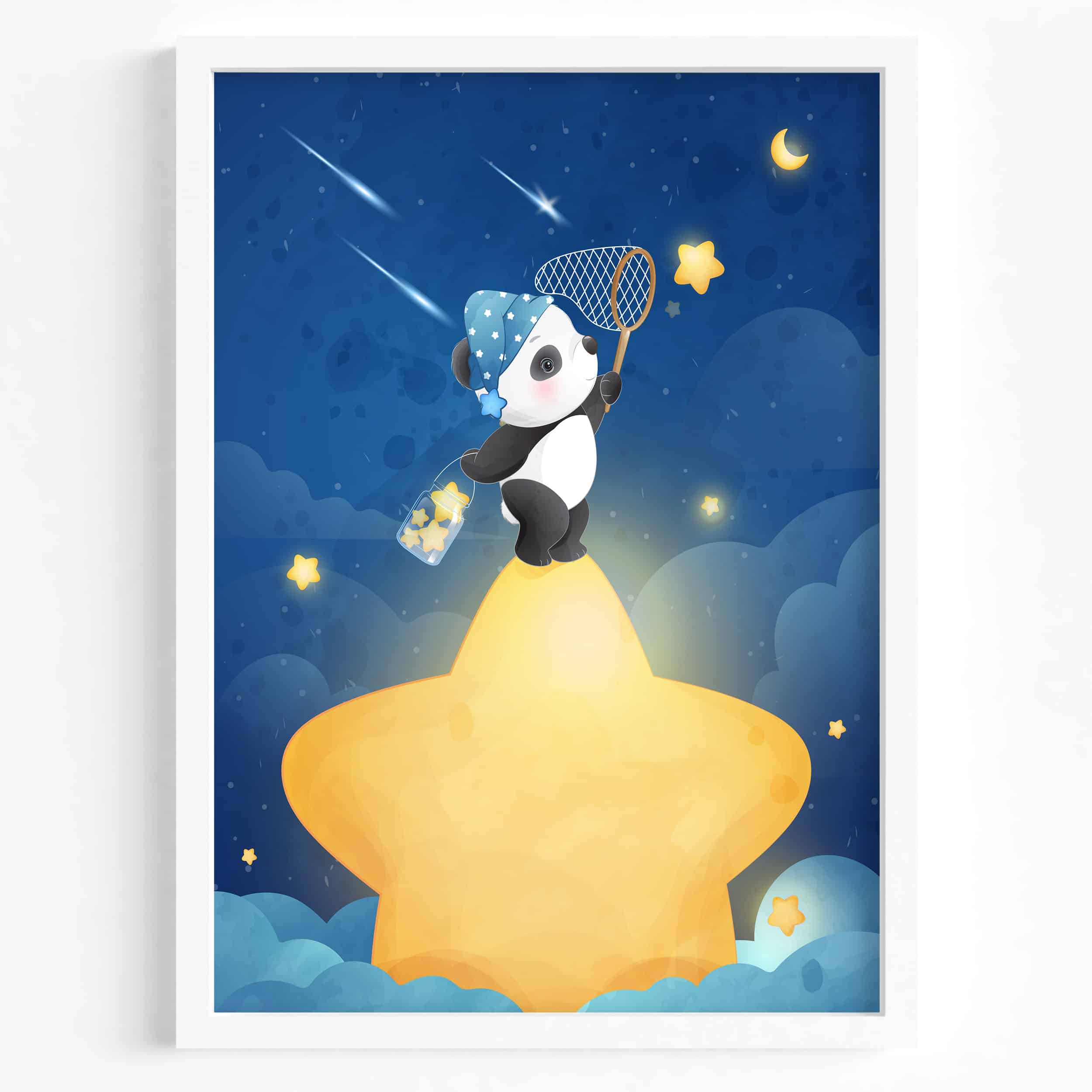 tablou panda printre stele