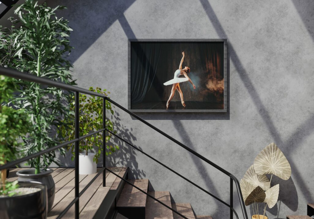 tablou textură canvas balerină în rochie albă camera