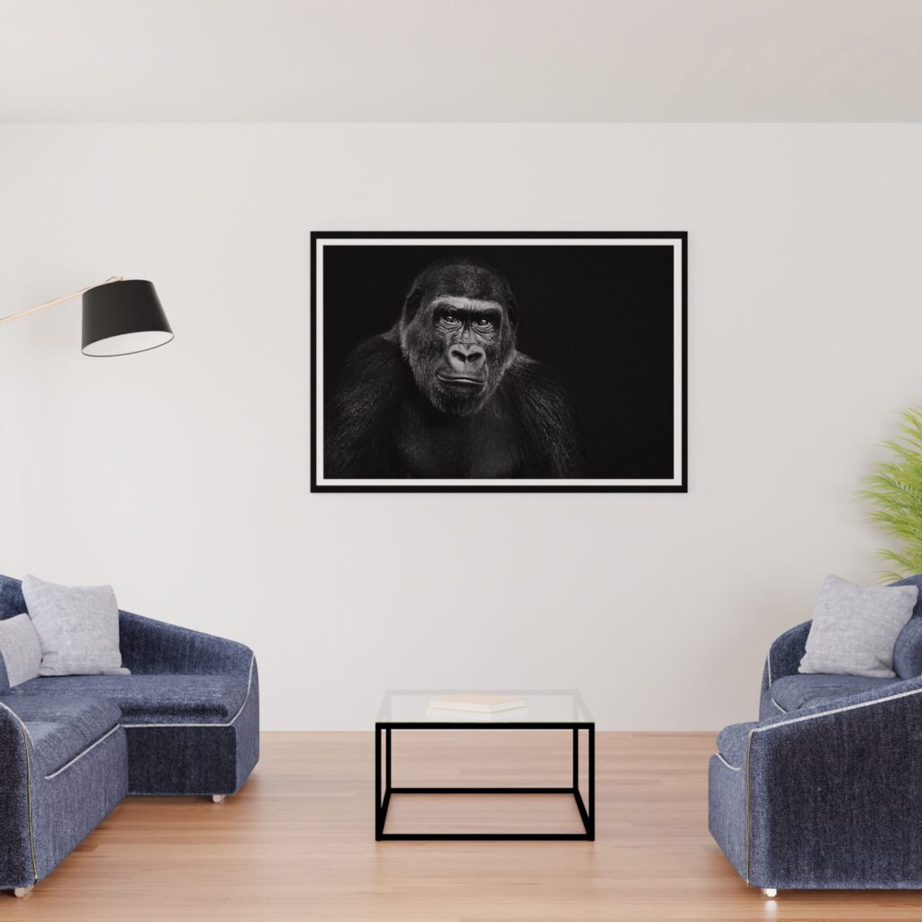 tablou textură canvas gorilă neagră camera