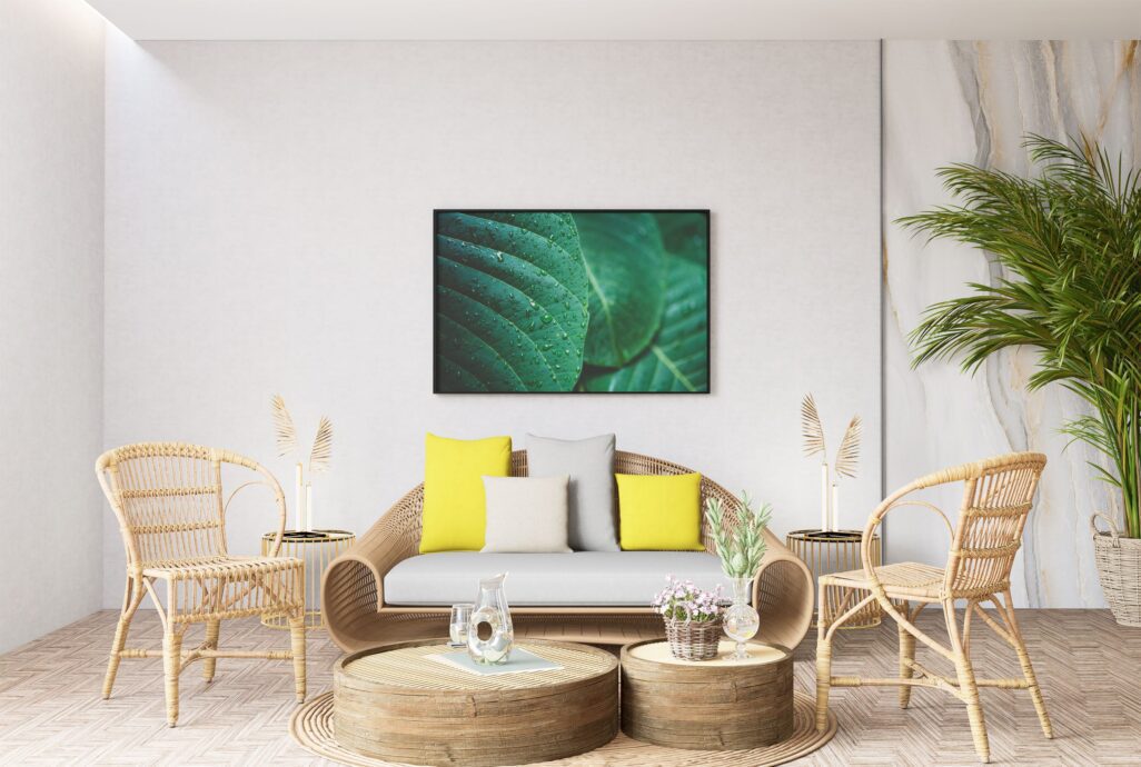 tablou textură canvas ploaie pe frunze tropicale camera
