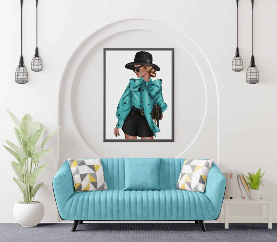 tablou cyan fashion camera