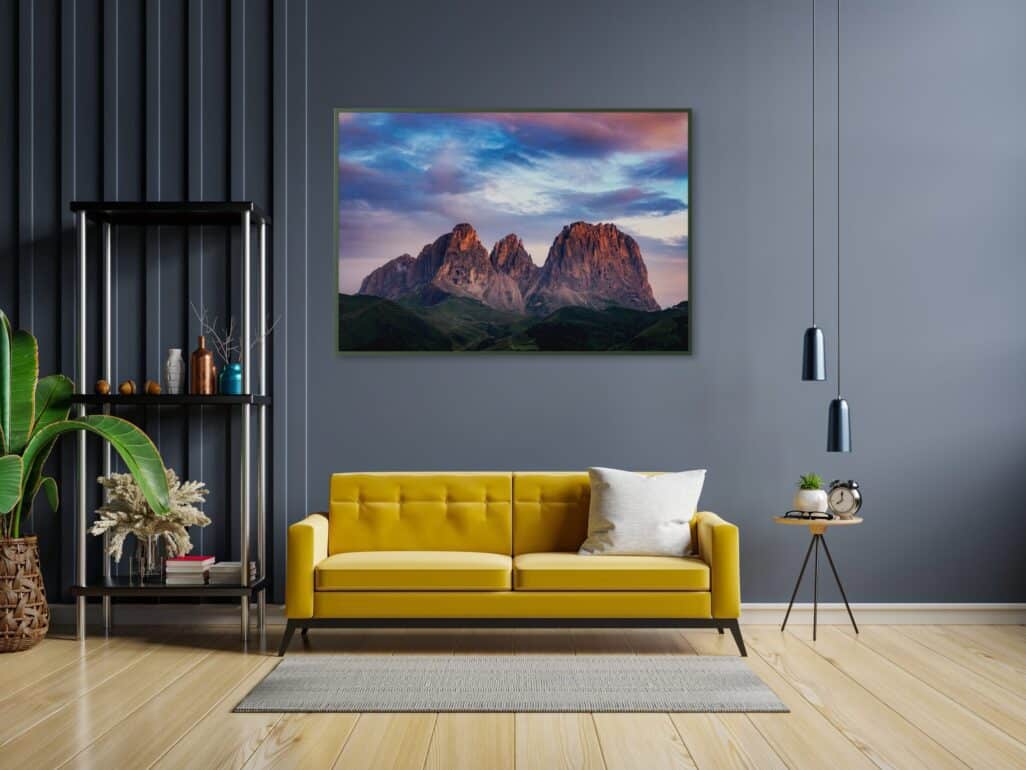tablou textură canvas muntele sassolungo camera