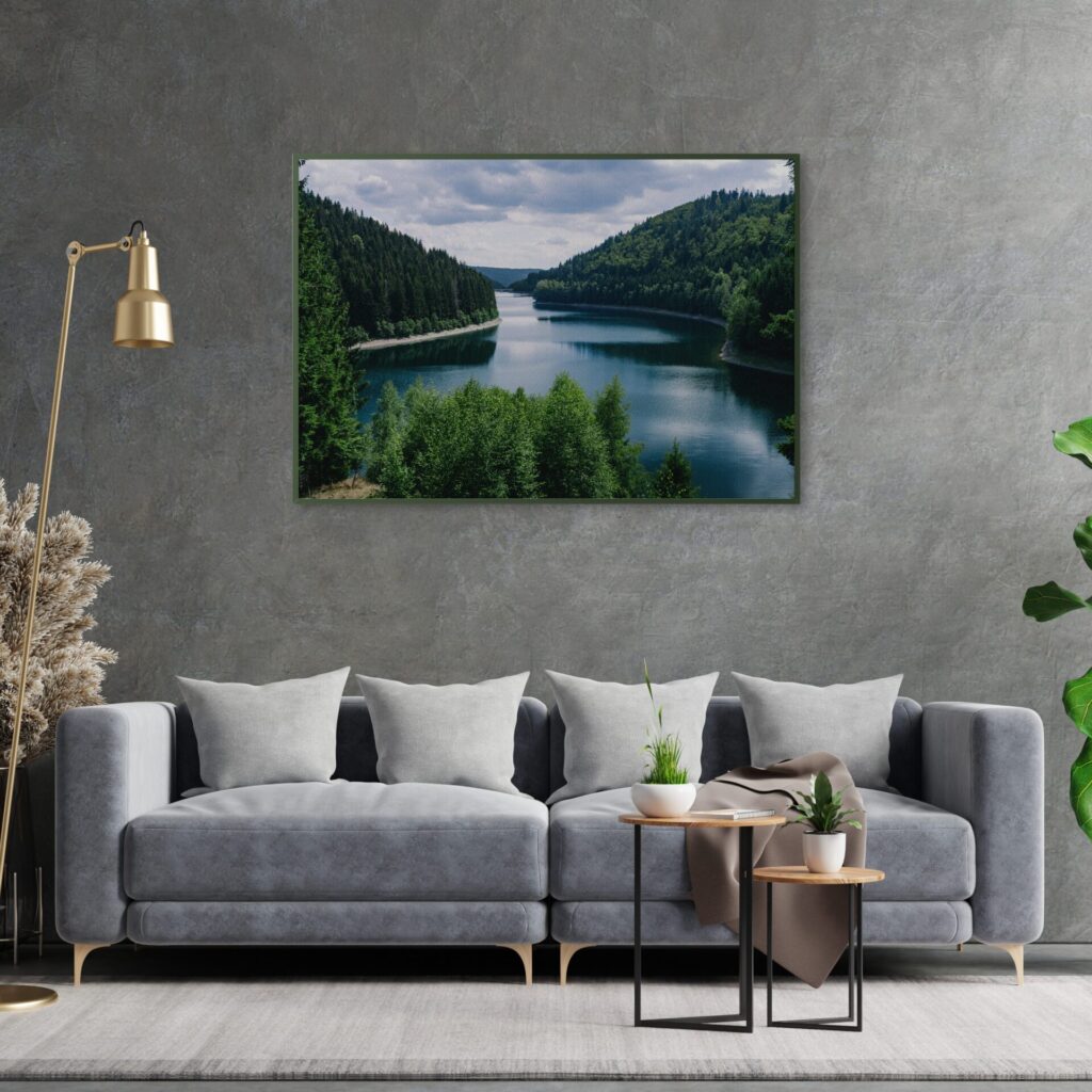 tablou textură canvas râu Înconjurat de pădure camera