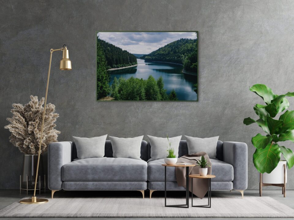 tablou textură canvas râu Înconjurat de pădure camera