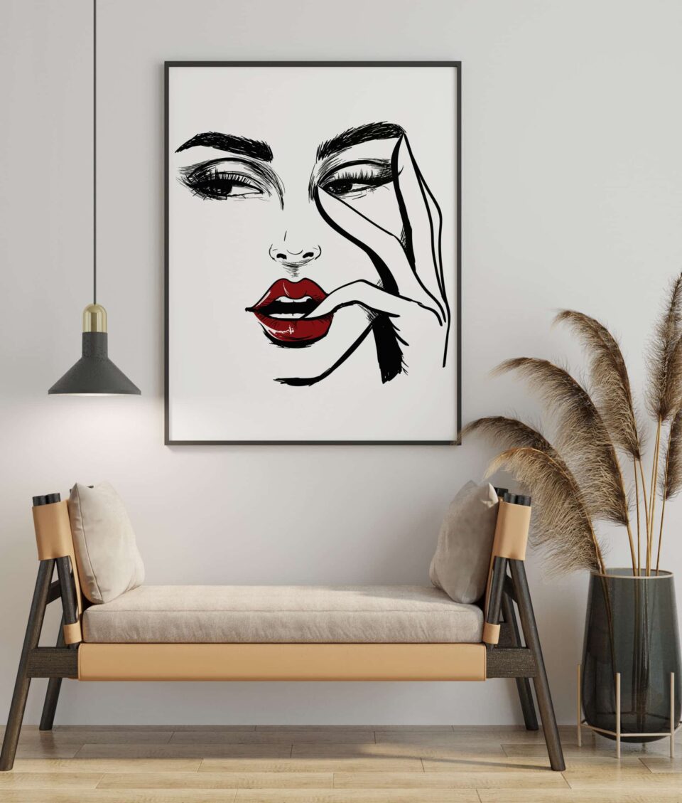 tablou red lipstick camera