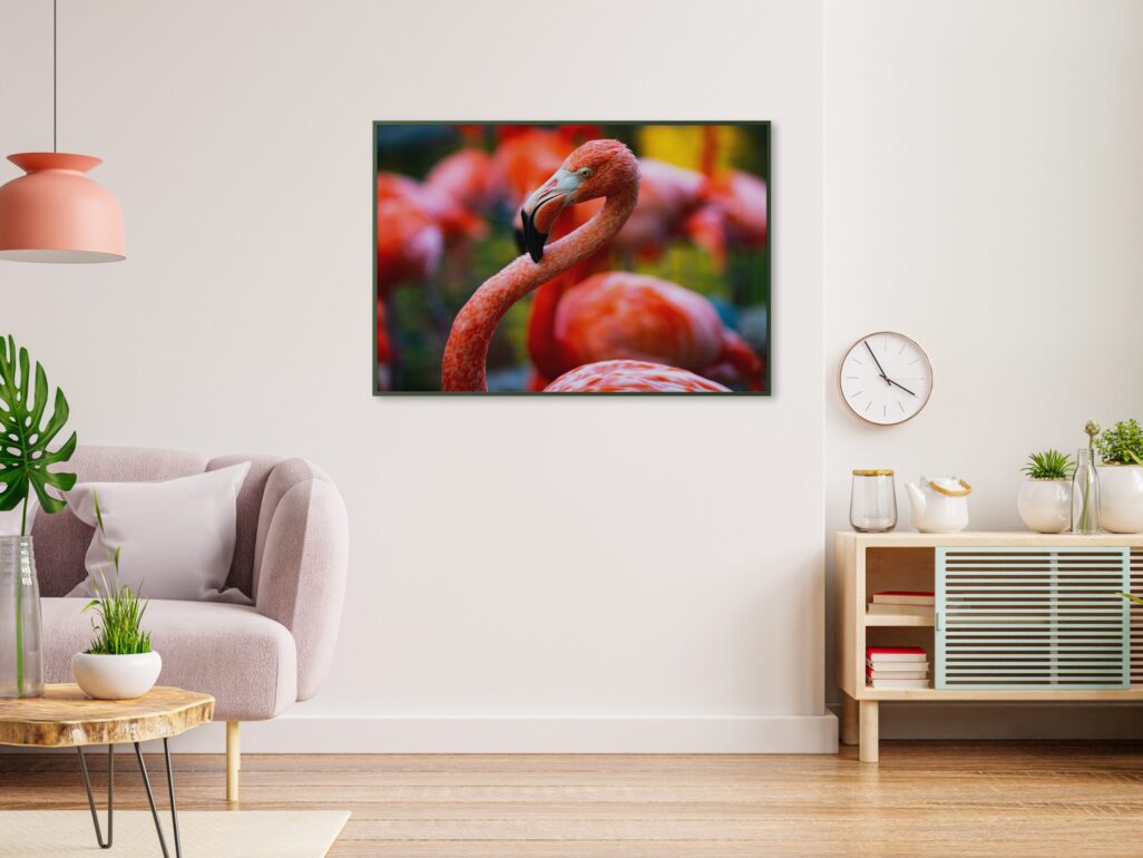 tablou textură canvas pink flamingo camera