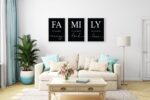 set 3 tablouri minimaliste family black