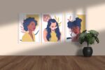 chic women set 3 tablouri abstracte