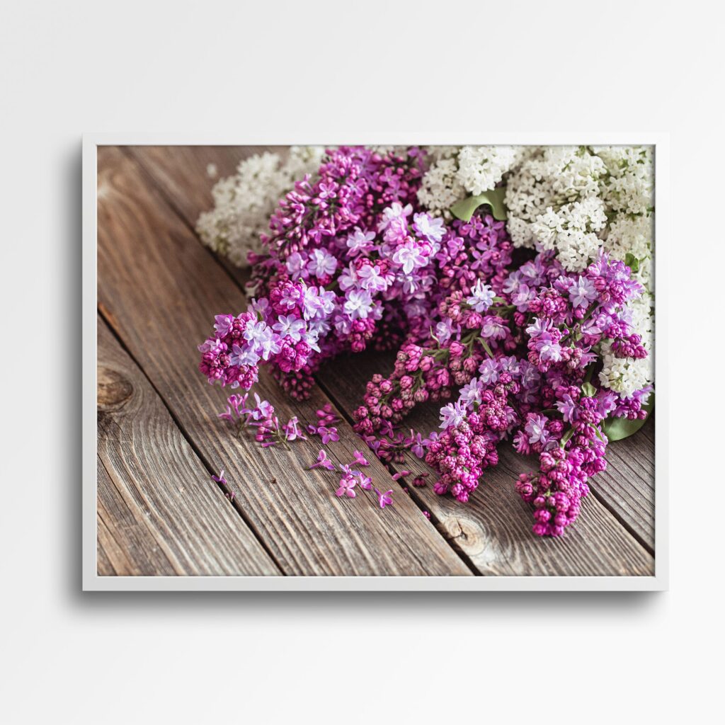 tablou textură canvas flori de liliac