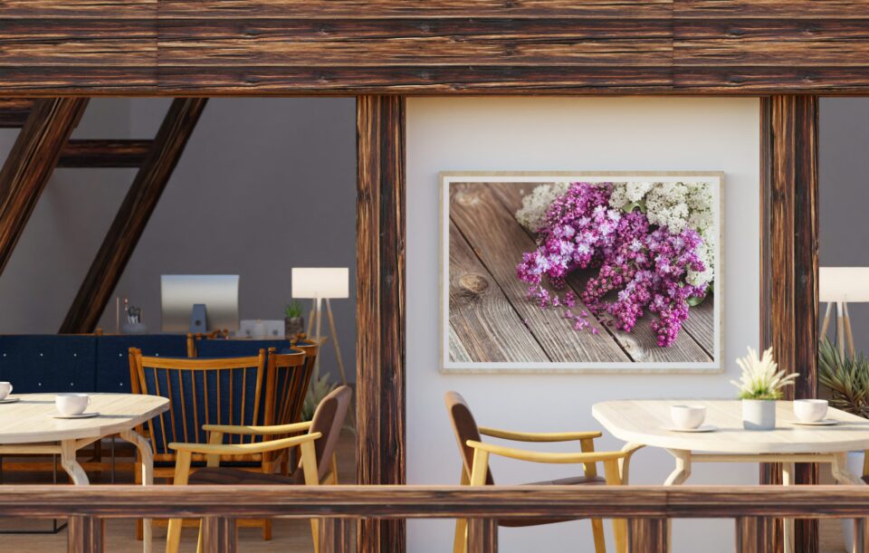 tablou textură canvas flori de liliac