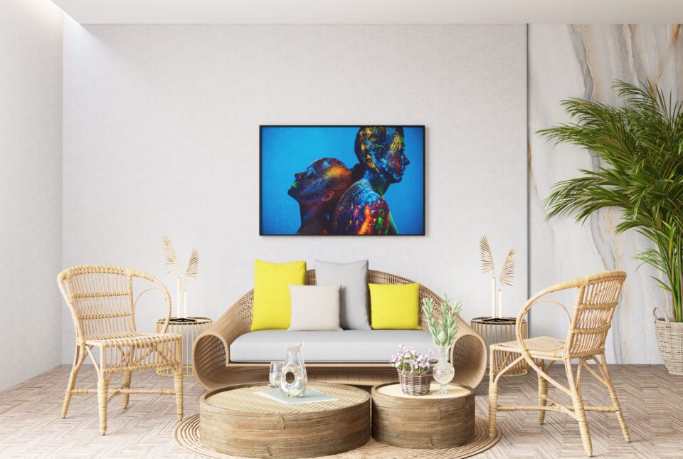 tablou textură canvas couple back to back