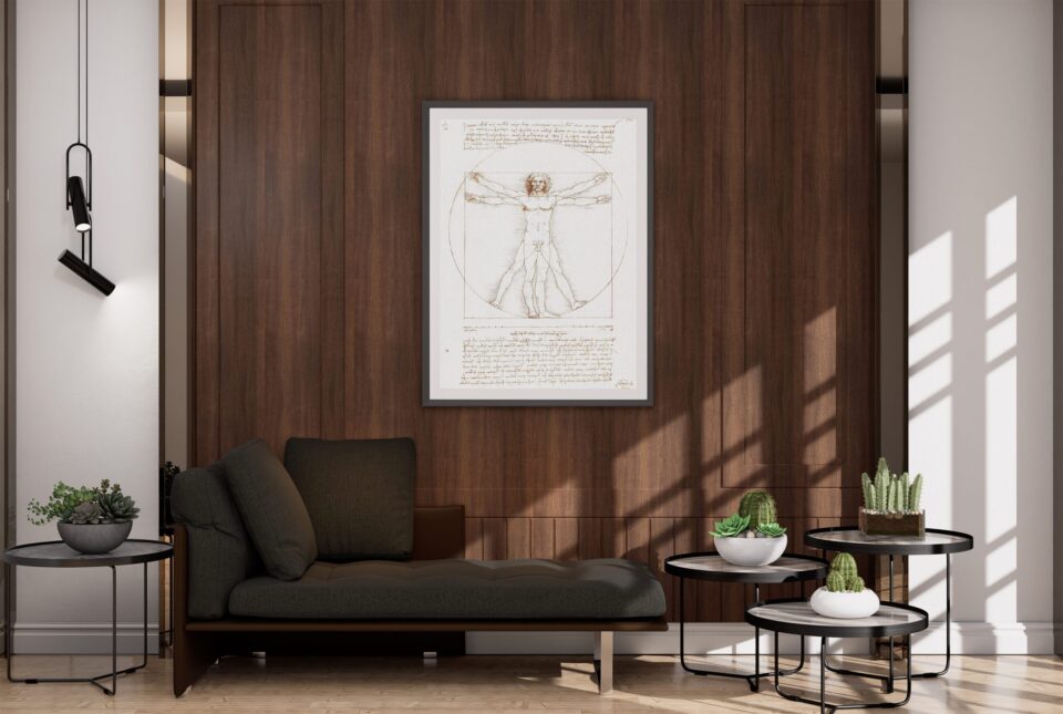 tablou textură canvas omul vitruvian