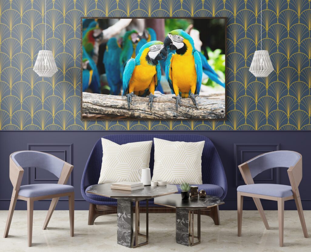 tablou textură canvas pereche de papagali