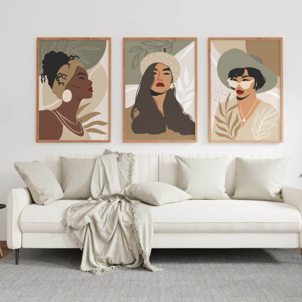 women minimalist portraits set 3 tablouri abstracte