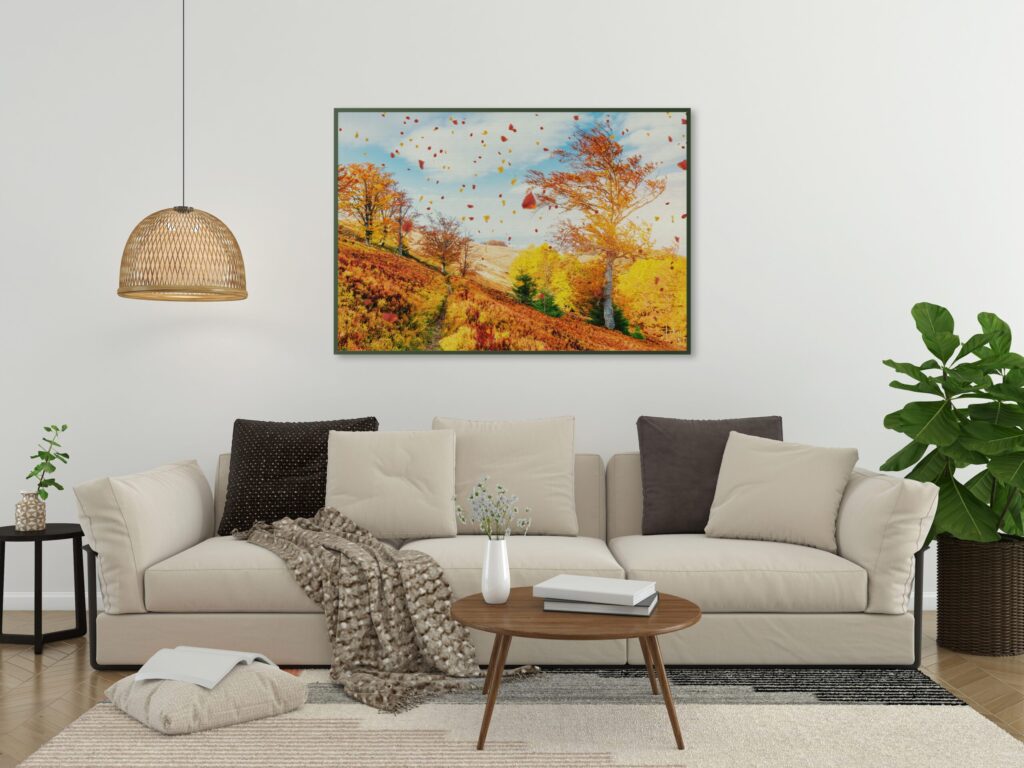 după amiază de toamnă tablou textură canvas