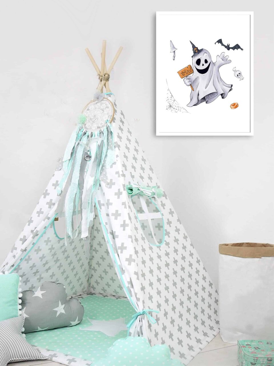 tablou fantomă boo! în stil acuarelă