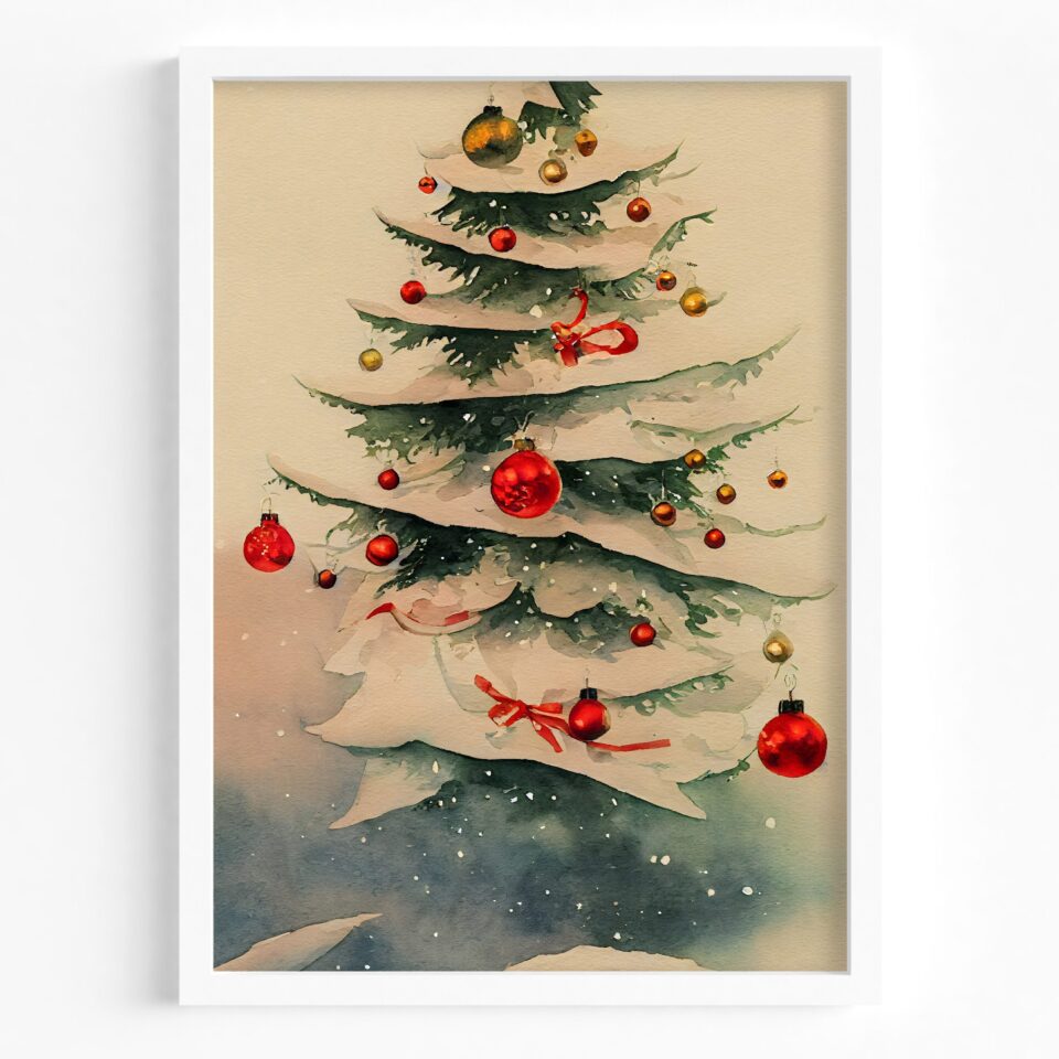 brad tablou de iarnă tip acuarelă (copiază)