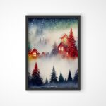 ceață de crăciun tablou de iarnă tip acuarelă