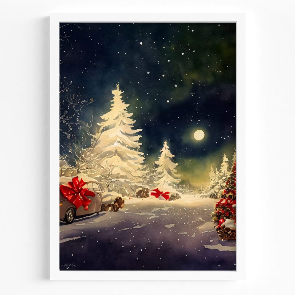 snow everywhere tablou de iarnă tip acuarelă