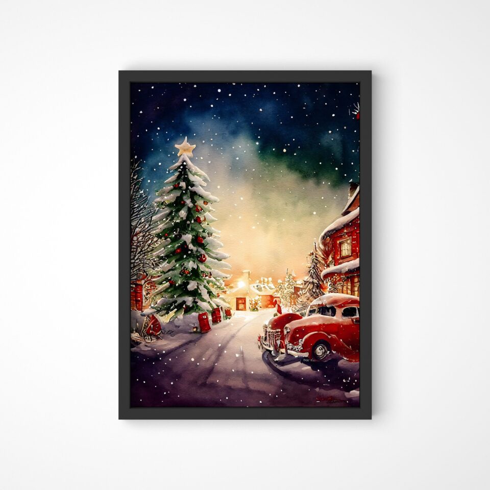 stradă Înzăpezită tablou de iarnă tip acuarelă (copiază)