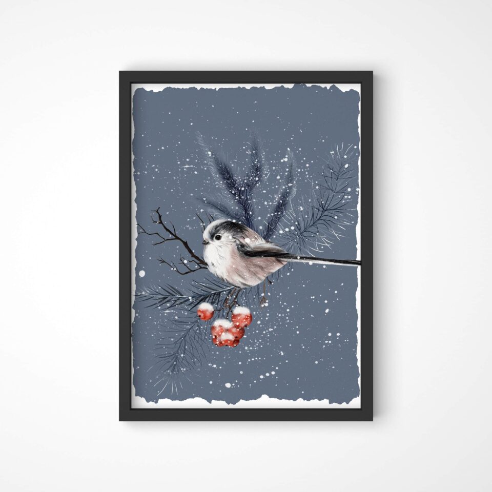 pițigoi în zăpadă tablou de iarnă