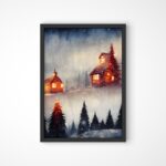 tablouri craciun winter cabin rama neagra