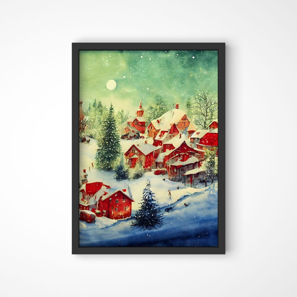 snow is all around tablou de iarnă tip acuarelă