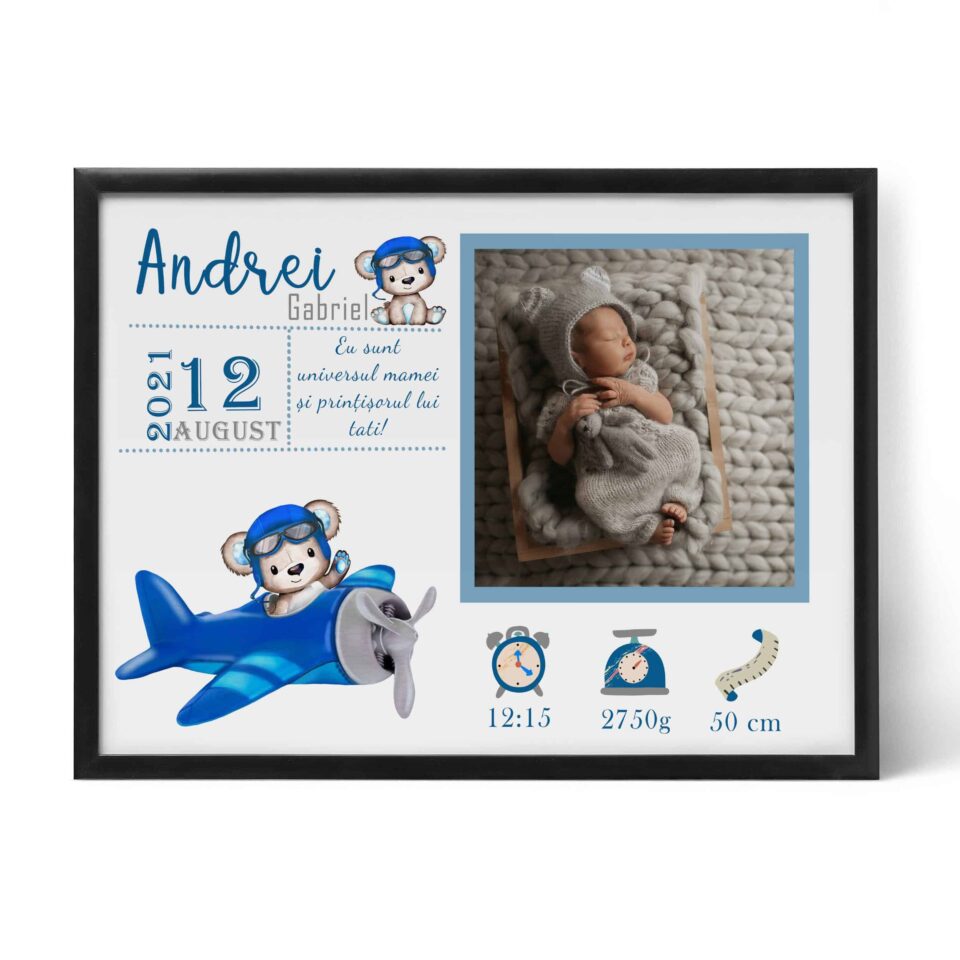 tablou personalizabil cu poză nou născut băieței