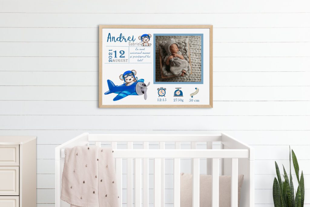 tablou personalizabil cu poză nou născut băieței