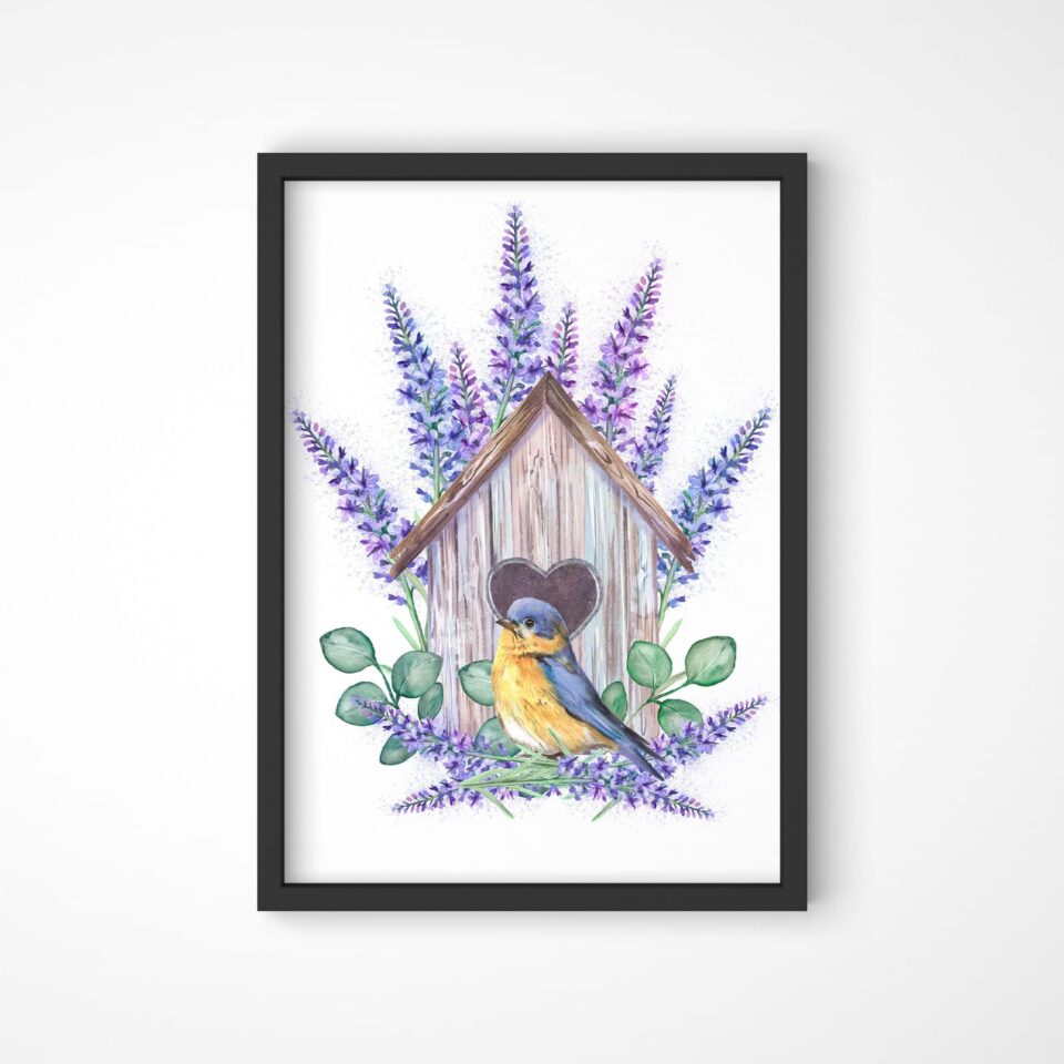 lavandă și căsuță de tablou de primăvară