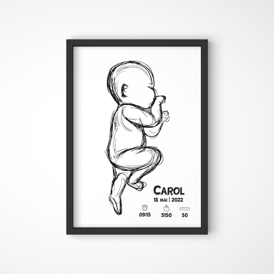 tablou personalizat nou născut schiță model carol