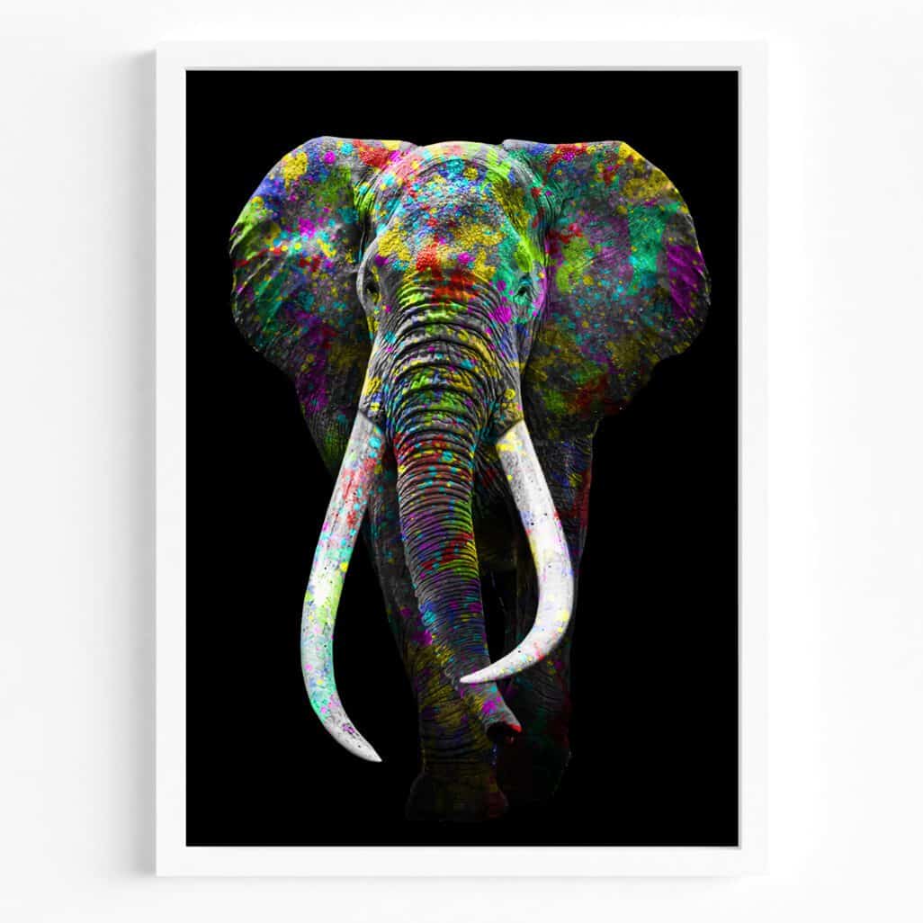 tablou textură canvas elefant colorat