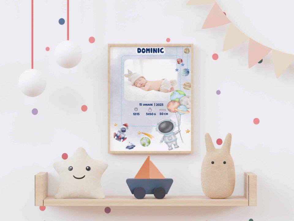 tablou personalizabil cu poză nou născut dominic