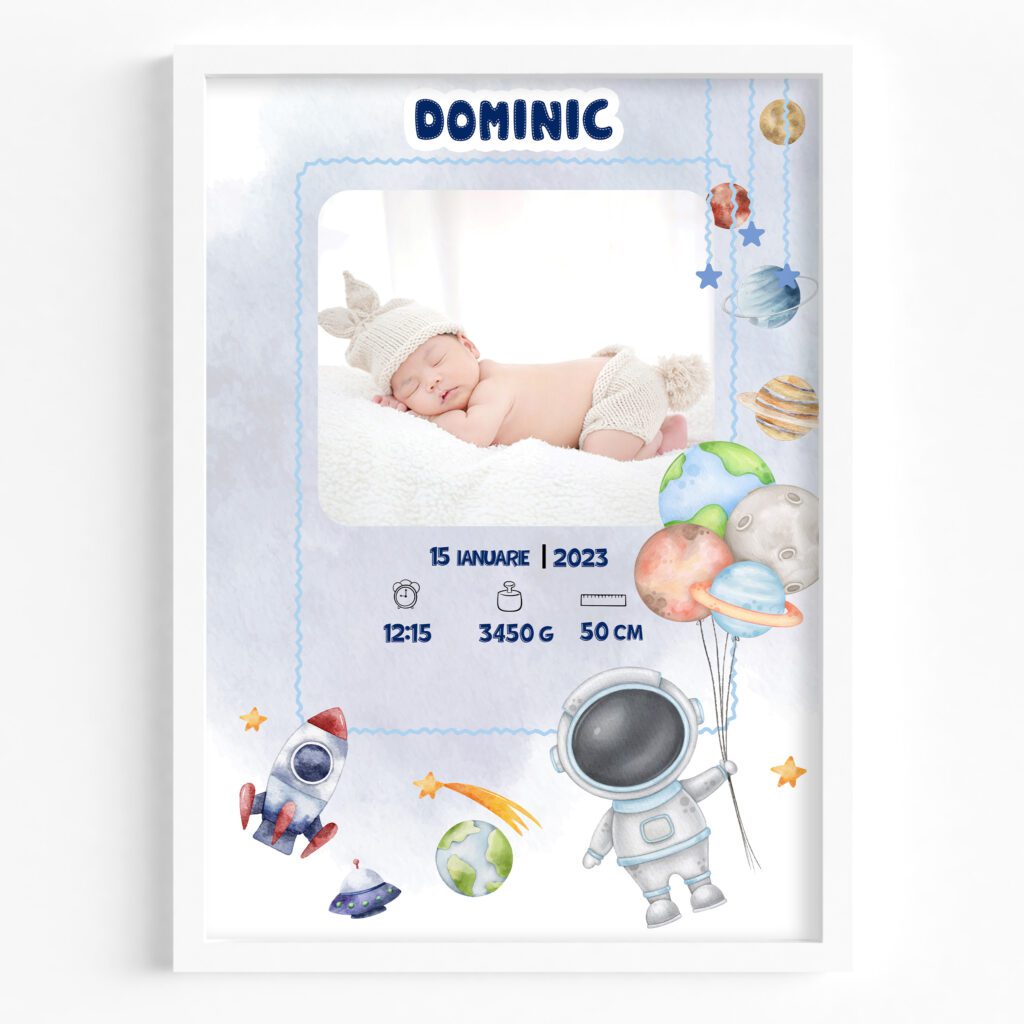 tablou personalizabil cu poză nou născut dominic