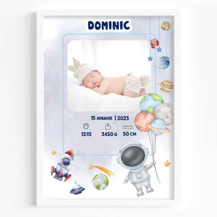 tablou personalizabil cu poză nou născut dominic