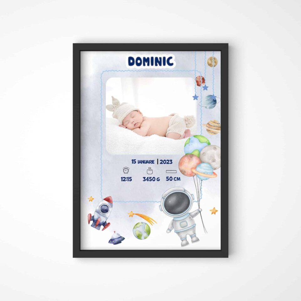 tablou personalizabil cu poză nou născut dominic