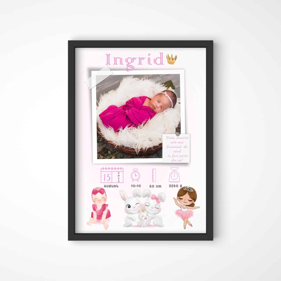 tablou personalizabil cu poză nou născut ingrid