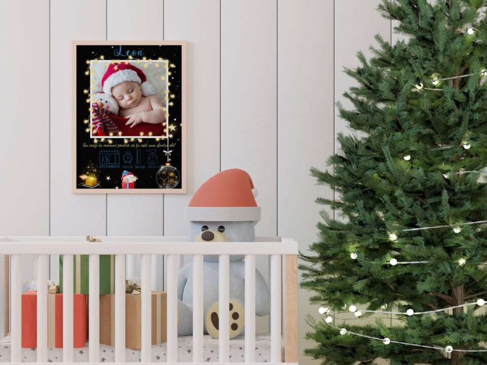 tablou personalizabil cu poză nou născut leon